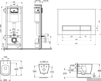 Унитаз Lavinia Boho Relfix Bell Pro Rimless 7 в 1 75110031 (greek black иск. камень)