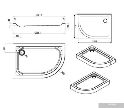 Душевой поддон AM.PM Like 120 W83T-302L120W левосторонний