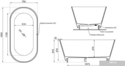Polimat Ida 150x75 (отдельностощая, белый)