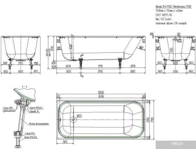 Ванна Универсал ВЧ-1700 «Ностальжи» 170x75 (1 сорт)