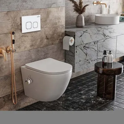 Roxen Antares Bidet в комплекте с инсталляцией StounFix Slim 6 в 1 934445 (кнопка: белый глянец)