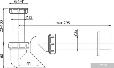 Сифон Alcaplast A45F-DN32-BL-01