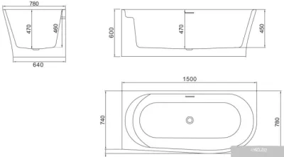 Ванна BelBagno BB410 150x78 (левая)