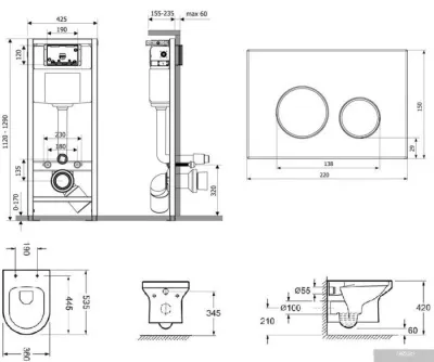 Унитаз Lavinia Boho Relfix Grance Hill Rimless 6 в 1 87561011 (белое стекло)