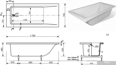 Ванна Эстет Дельта 170В 170x75