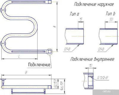 Полотенцесушитель Gloss & Reiter М. 60x60 (3/4