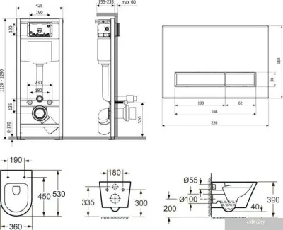 Унитаз Lavinia Boho Relfix Biore Rimless 7 в 1 75110201 (greek black иск. камень)