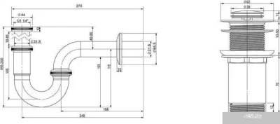 Wellsee Drainage System 182102002 (сифон, донный клапан, хром)