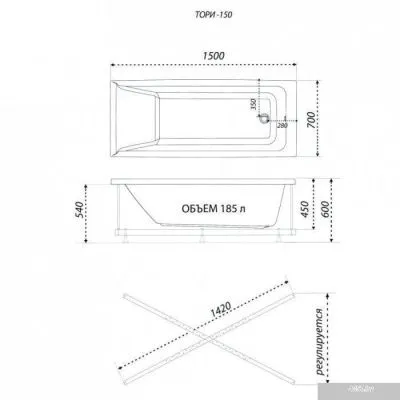 Ванна 1AcReal Тори 160х70