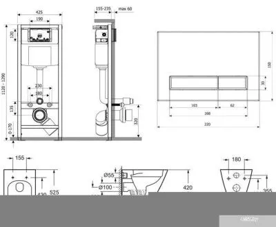 Унитаз Lavinia Boho Relfix Elegant Rimless 6 в 1 87561074 (черный/белый пластик)