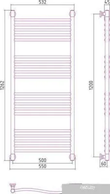 Полотенцесушитель Сунержа Флюид+ 1200x500 00-0222-1250