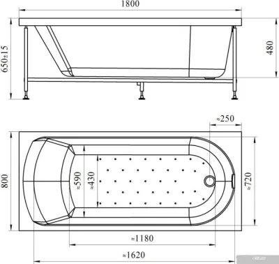 Экран под ванну Vannesa Николь 180х80 L 2-31-0-1-0-210 (торцевой)