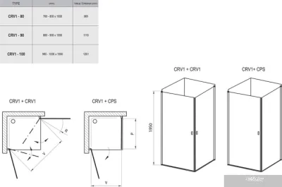Душевая дверь Ravak CRV1 100 (серебристый/прозрачное)