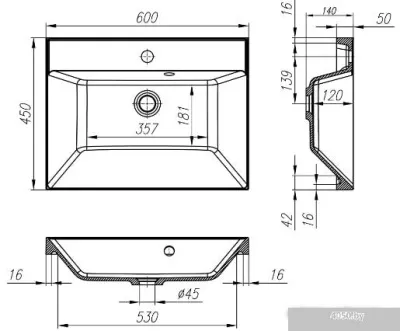 Умывальник BelBagno BB600 450-LV-MR-AST