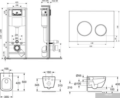Унитаз Lavinia Boho Relfix One Rimless 6 в 1 75110117 (greek black иск. камень)