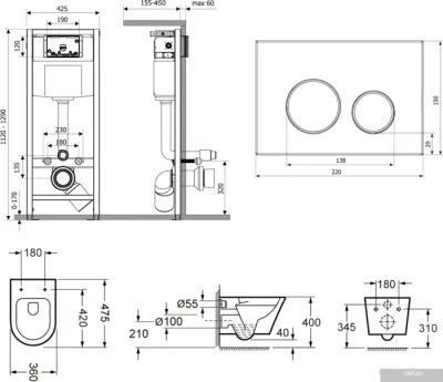 Унитаз Lavinia Boho Biore Compacto Rimless 7 в 1 87050173 (белый пластик)