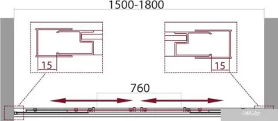 BelBagno UNIQUE-BF-2-150/180-C-Cr (прозрачное стекло)