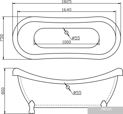 Ванна BelBagno BB05 182.5x75