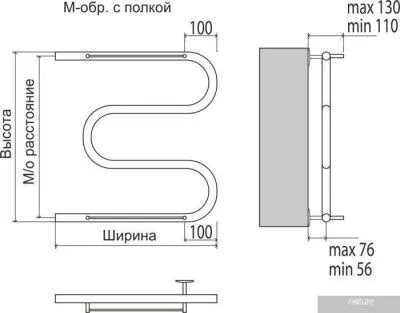 Полотенцесушитель TERMINUS М-обр с/п AISI 32x2 (500x700)
