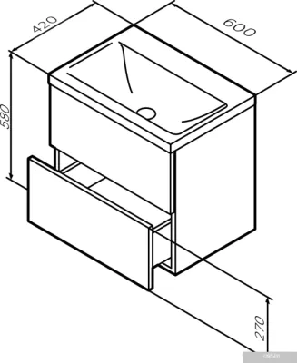 AM.PM Тумба под умывальник Gem 60 M90FHX06022GM (2 ящика, графит)