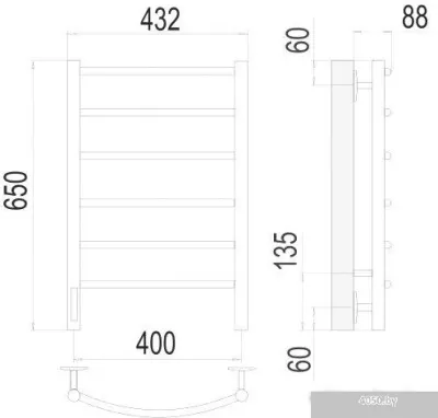 Полотенцесушитель TERMINUS Классик П6 400x650 встроенный диммер бп электро