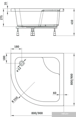 Душевой поддон Deante Deep 80x80 KTD 042B