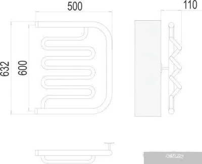 Полотенцесушитель TERMINUS Фокстрот-Лиана 1 600x500 бп
