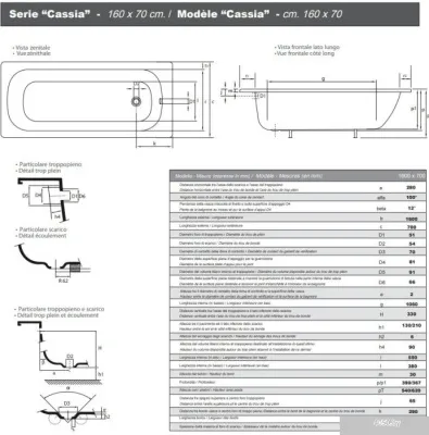 Ванна Smavit Cassia Titanium 160x70 (ножки Etalon)