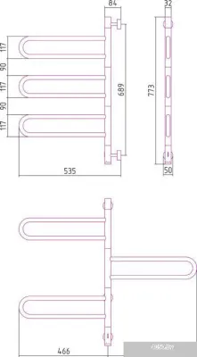 Полотенцесушитель Сунержа Парео 4.0-3С 773x535 00-0823-0773