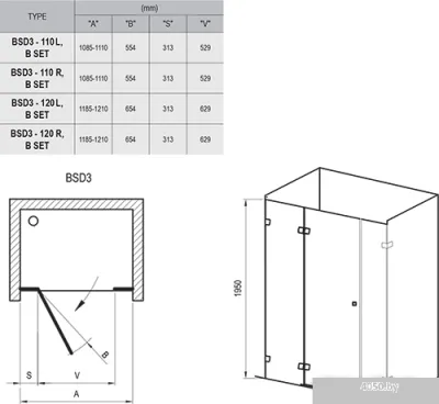 Ravak Brilliant BSD3 120 правая
