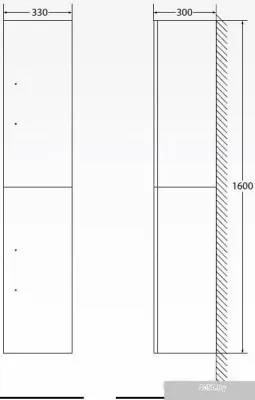 BelBagno Шкаф-пенал Aurora-1600-2A-SC-BO-P-R (правый, bianco opaco)