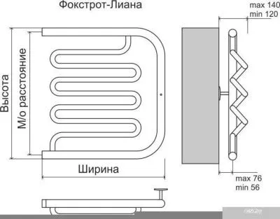 Полотенцесушитель TERMINUS Фокстрот-Лиана AISI (500x500)