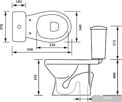 Унитаз Оскольская керамика Суперкомпакт (белый, вертикальный выпуск)