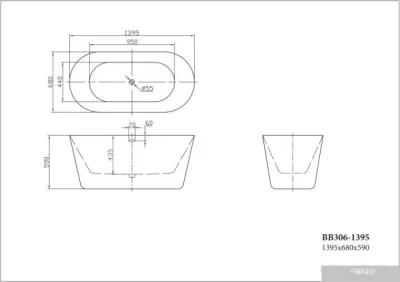 Ванна BelBagno BB306-1395 140x68
