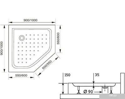 Душевой поддон RGW LUX/TN-TR 16180599-41 90x90