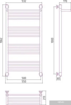 Полотенцесушитель Сунержа Богема с полкой+ 1000x500 30-0223-1050