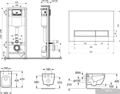 Унитаз Lavinia Boho Relfix One Compacto 7 в 1 75110093 (черный/темное дерево стекло)