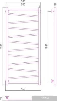 Полотенцесушитель Сунержа Сирокко 1200х500 00-0253-1250