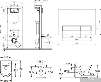 Унитаз Lavinia Boho Relfix Biore Rimless 7 в 1 75110190 (фиолетовый стекло)