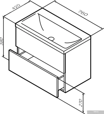 AM.PM Тумба под умывальник Gem 75 M90FHX07522GM (2 ящика, графит)
