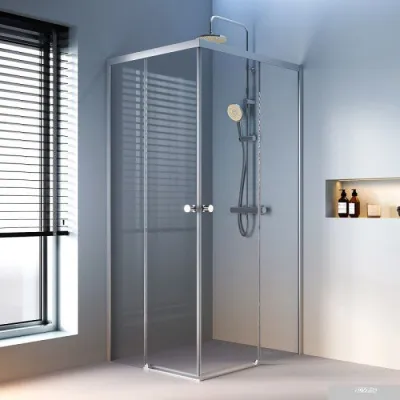 AM.PM X-Joy Square Slide 90x90 W94G-403-9090-МТ (матовый хром/прозрачное стекло)