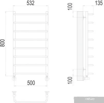 Полотенцесушитель TERMINUS Стандарт П8 500x800 нп