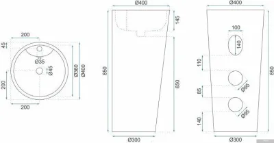 Умывальник Rea Blanca (черный)