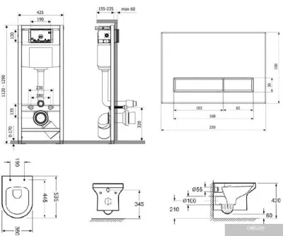 Унитаз Lavinia Boho Relfix Grance Hill Rimless 7 в 1 87561050 (белый/дерево стекло)