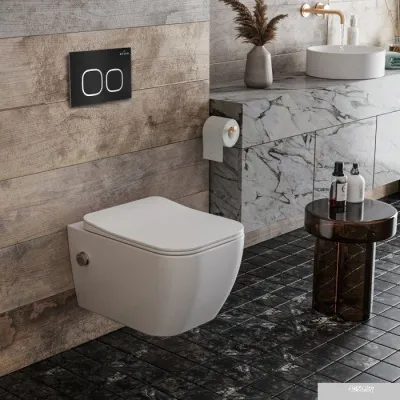 Roxen Cube Bidet One Rimless 6 в 1 StounFix Slim 546731 (кнопка: черный матовый)