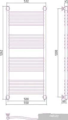 Полотенцесушитель Сунержа Флюид+ 1200x500 00-0222-1250