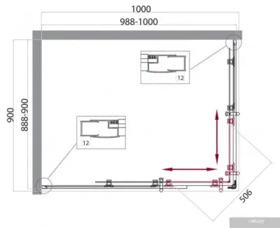 BelBagno UNO-195-AH-2-100/90-C-Cr (прозрачное стекло)