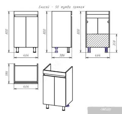 Misty Тумба под умывальник Енисей 50 (белая прямая) Э-Ени01050-011
