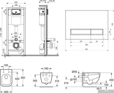 Унитаз Lavinia Boho Relfix One Rimless 6 в 1 75110116 (greek black иск. камень)