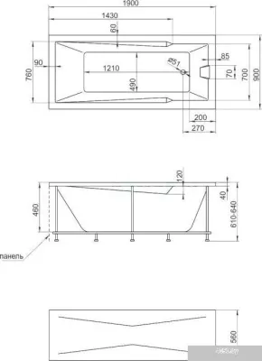 Ванна 1Марка Raguza 190x90 (с каркасом)
